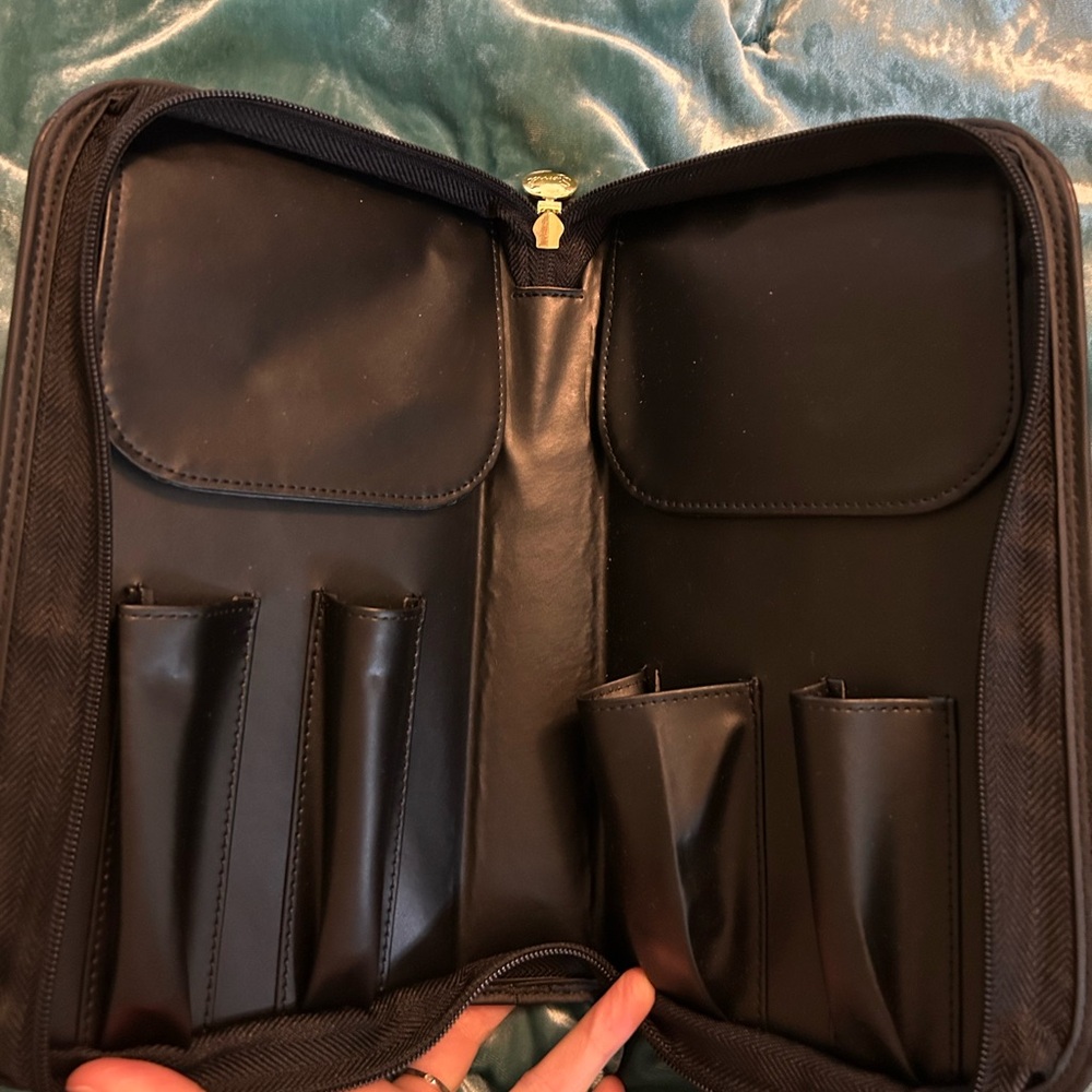 Black Leather Zipper Organizer Case NWOT